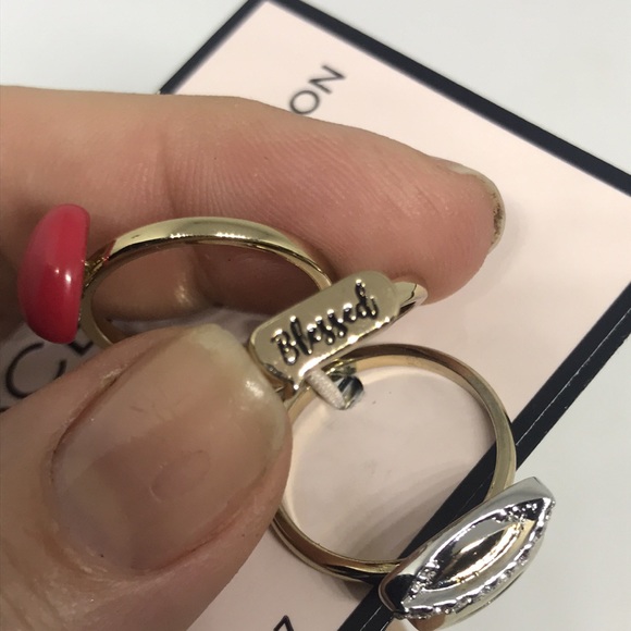 BCBGENERATION Goldtone Emoji Stacked Ring NWT - Picture 7 of 10